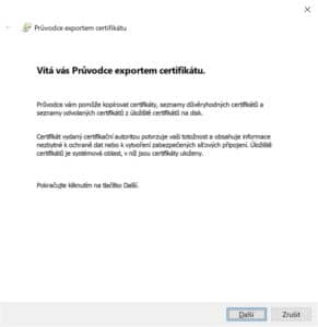 Export certifikátu do PFX