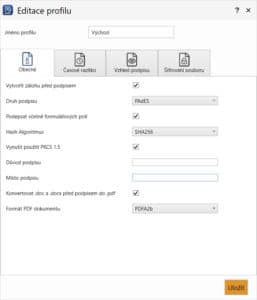 Editace profilu - obecné informace PDF Signer+
