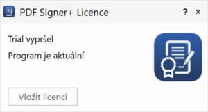 Vložení licence v programu PDF Signer+