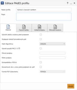Editace profilu - obecné informace PDF Signer+