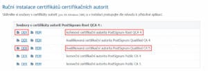 Ruční instalace certifikátů certifikačních autorit