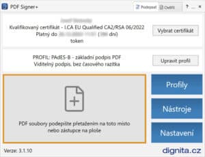 úvodní obrazovka pdfsigner+