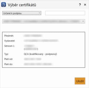 Výběr certifikátu software pdf Signer+